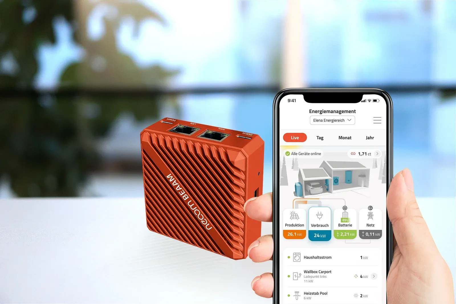 Neuer neoom BEAAM mit der neoom App
